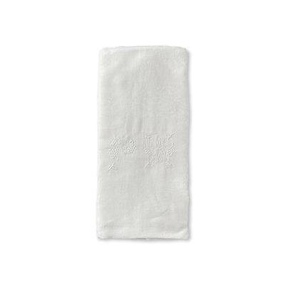 Nappe antique française en lin ivoire 88 avec monogramme MJ ou PT