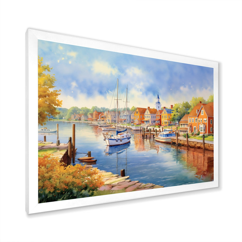 Paysage du canal de la baie Maryland, Cadre photo blanc, H 30 po x l 40 po x P 1,5 po