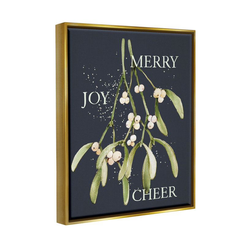 Merry Joy Cheer Holly Berries - cadre flottant, impression sur toile, H 21 po x l 17 po x P 1,7 po