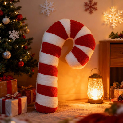 Coussin décoratif rouge et blanc Christmas Candy Cane