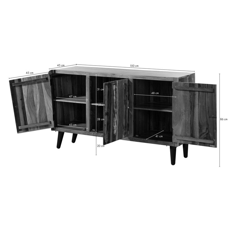 Sixties 150cm Solid Wood Sideboard
