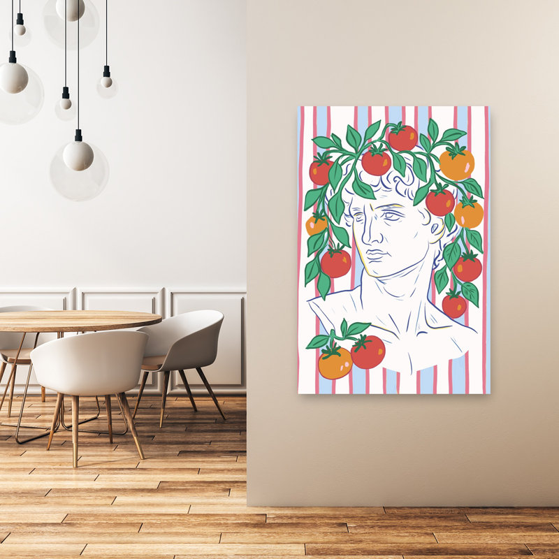 Art mural fantaisiste avec buste de tomate, 48" H x 32" W