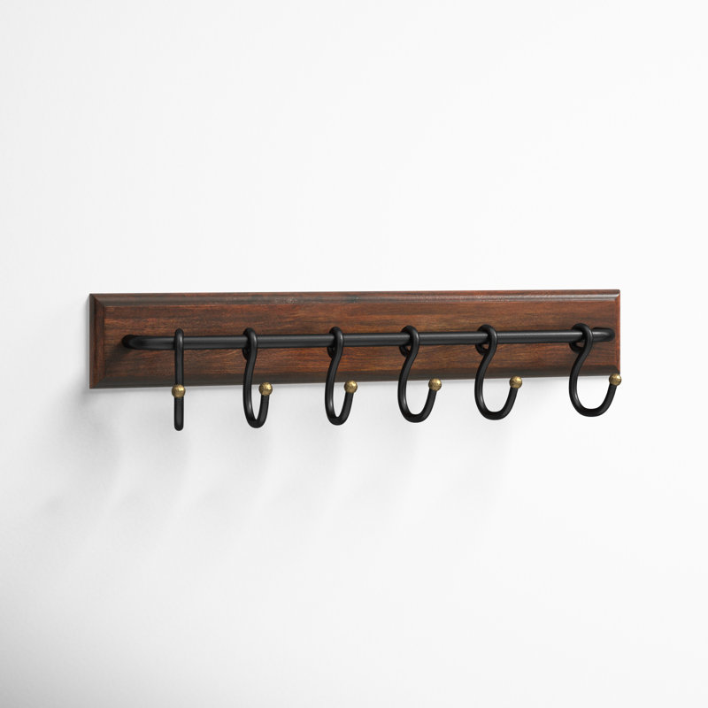 Haverly 6 - Hook Wall Mounted Coat Rack in Brown
