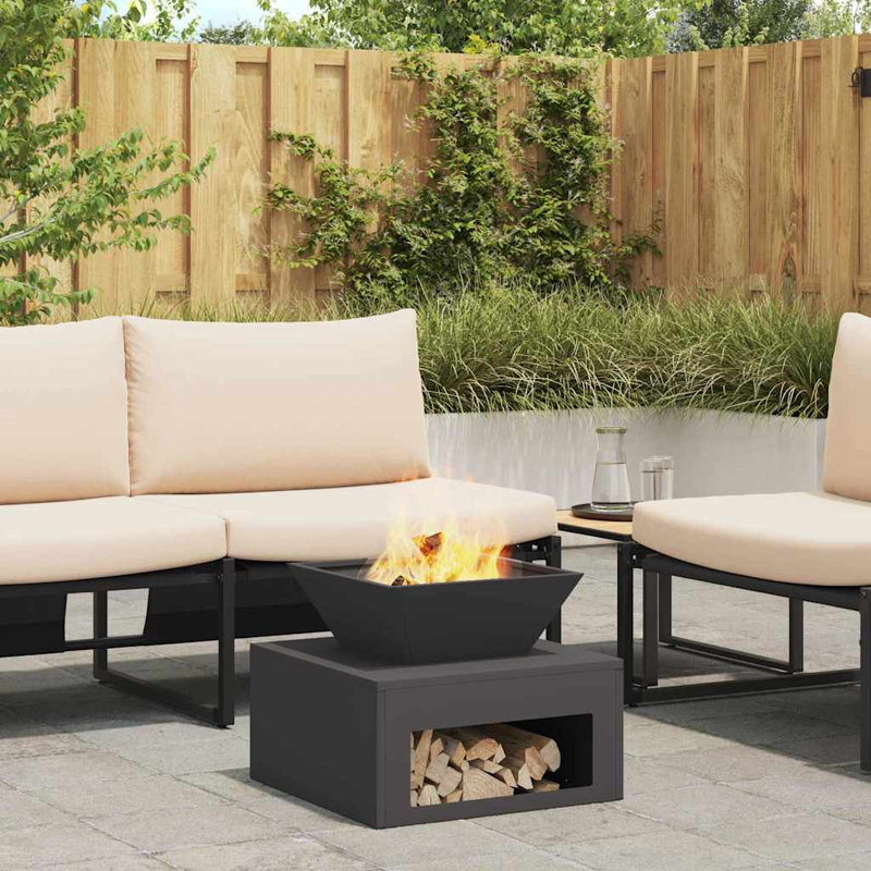 Fire Pit 50 X 50 X 40 Cm Steel, Dark Brown