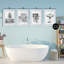 Ensemble de 4 salles de bain antiques à rayures bleues, lettré et doublé-787711825