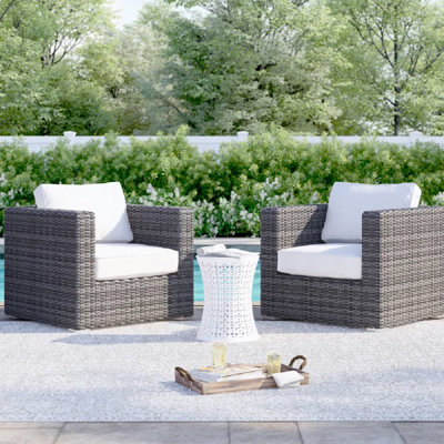 Grey Patio Chair With Cushions - 2 Pieces, Rustproof Aluminum Frame, Machine Washable Cushions, Convenient 2 In , Aluminum, Water- For A Relaxing Outdoor Scene, No Assembly Needed