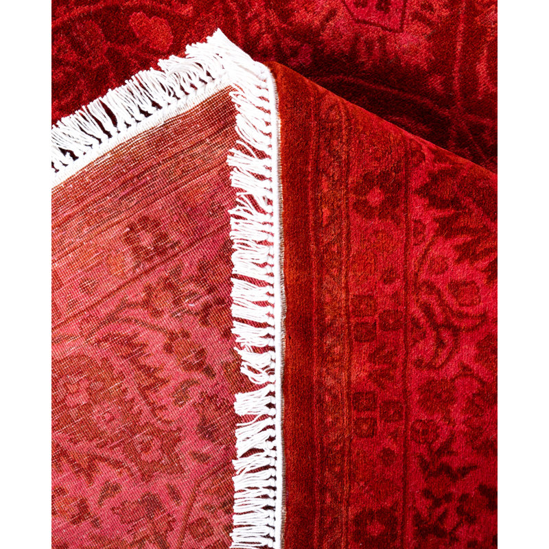 Overdyed Hand-Knotted Wool Modern-Contemporary Rust Area Rug 6' 1" x 6' 1"