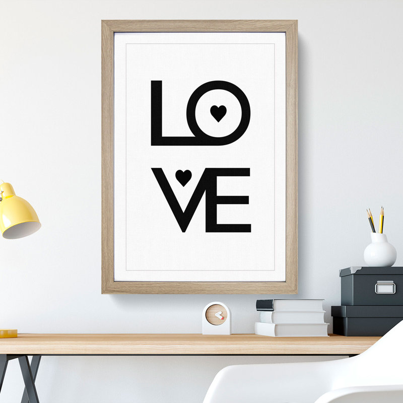 Love Heart - Picture Frame Typography, 65cm H x 48cm W x 2cm D, Oak Framed