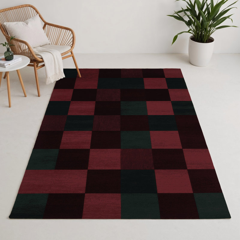 Tapis d'intérieur et d'extérieur à carreaux brun, Rectangulaire 3 pi x 5 pi
