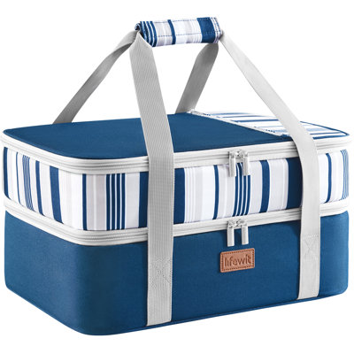Double Decker Insulated Casserole Carrier For Hot Or Cold Food, Casserole Dish Carrying Case, Lasagna Holder For Potluck Parties/Picnic/Cookouts, Fits 9"X13" Baking Dish