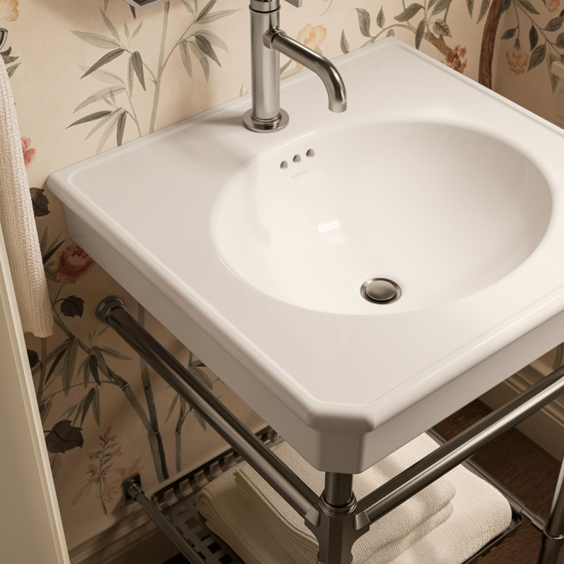 Claude by Studio McGee 24" Rectangular Console Table Bathroom Sink, Vibrant Brushed Nickel, Single Hole Faucet