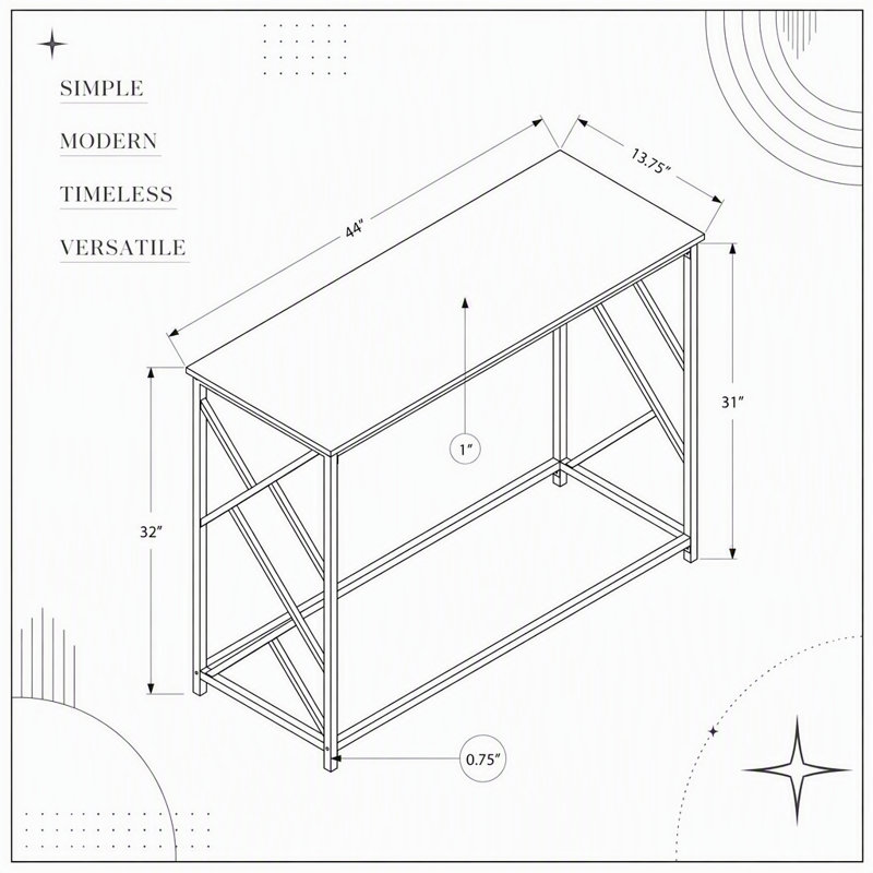Table d'appoint étroite et moderne avec plateau en stratifié brun et structure en métal noir, parfaite pour les vestibules et les salons
