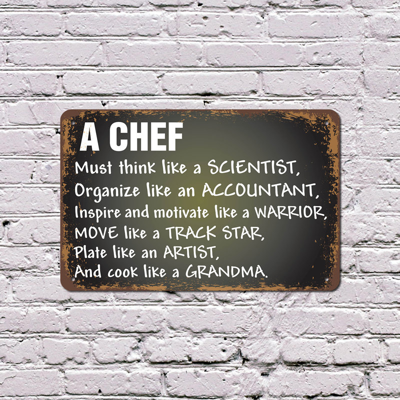 Plaque en plastique 8 po x 12 po A Chef Think Like Scientist Cook Like Grandma
