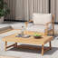 Ensemble de conversation en bois d'acacia, fauteuil club et table basse avec coussin résistant à l'eau, teck et beige