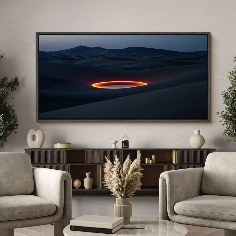 «Glowing Circle in Desert at Night», art mural sur toile - Photographie de paysage surréel pour des intérieurs modernes ou contemporains