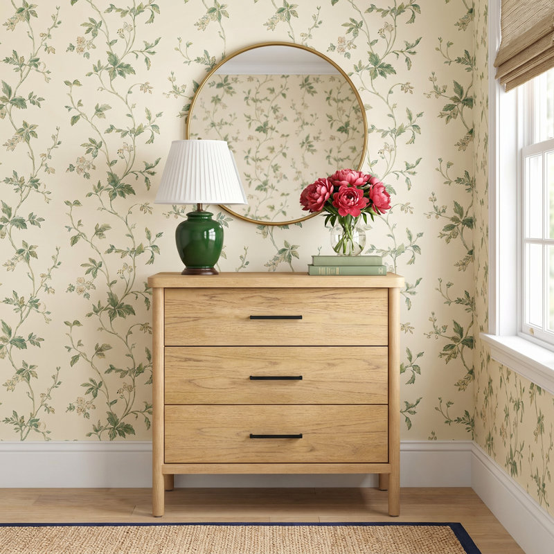 Hall 3 Drawer 34" W Dresser, Dark Brown