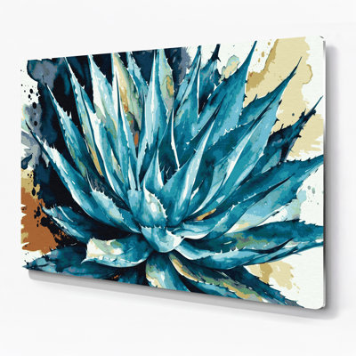 «Southwestern Plants Agave Plant 151», art mural en métal bleu