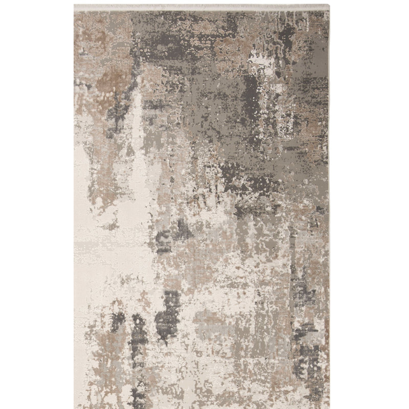 Tapis gris à motif abstrait Midsomer, Rectangle 9 pi x 12 pi