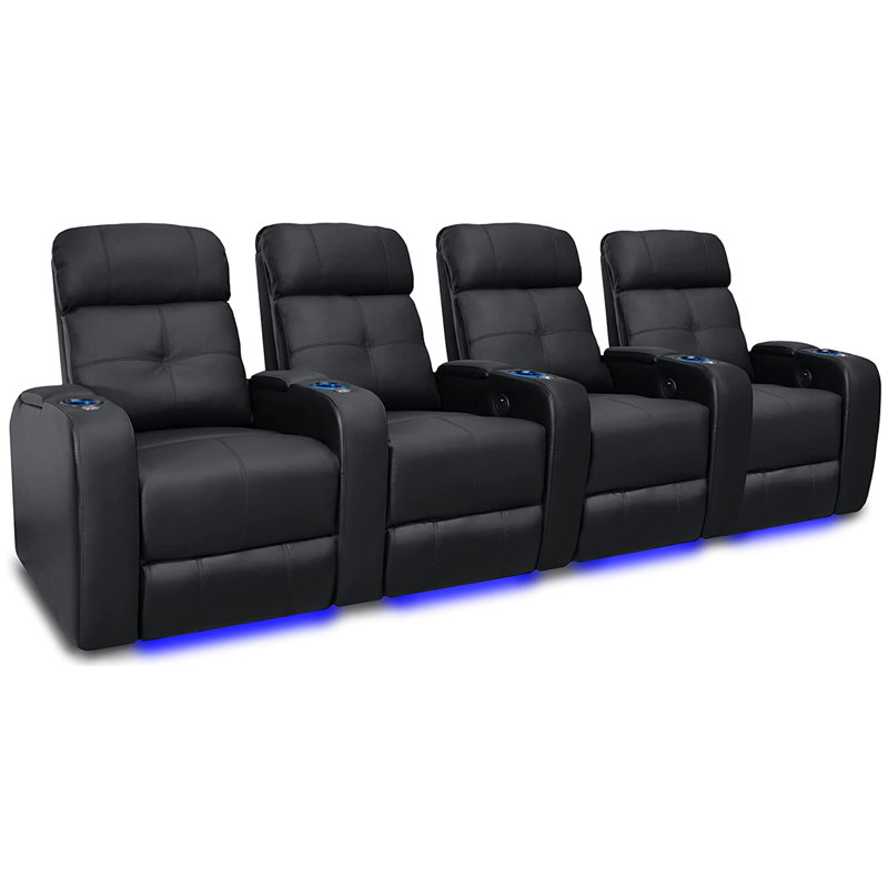 Siège de cinéma inclinable électrique en cuir véritable de 117,25 po Sehin avec porte-gobelet