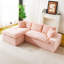 Canapé polyvalent en velours rose tortue: siège convertible à deux places avec méridienne gauche (chaise longue inclinable moelleuse pour les loisirs confortables), avec sièges en face à face, permutable entre la forme en L et la droite-129937166