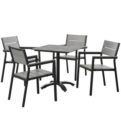 LexMod Maine Aluminum 5-Piece Outdoor Patio Dining Table and Chair Set by BSD National Supplies