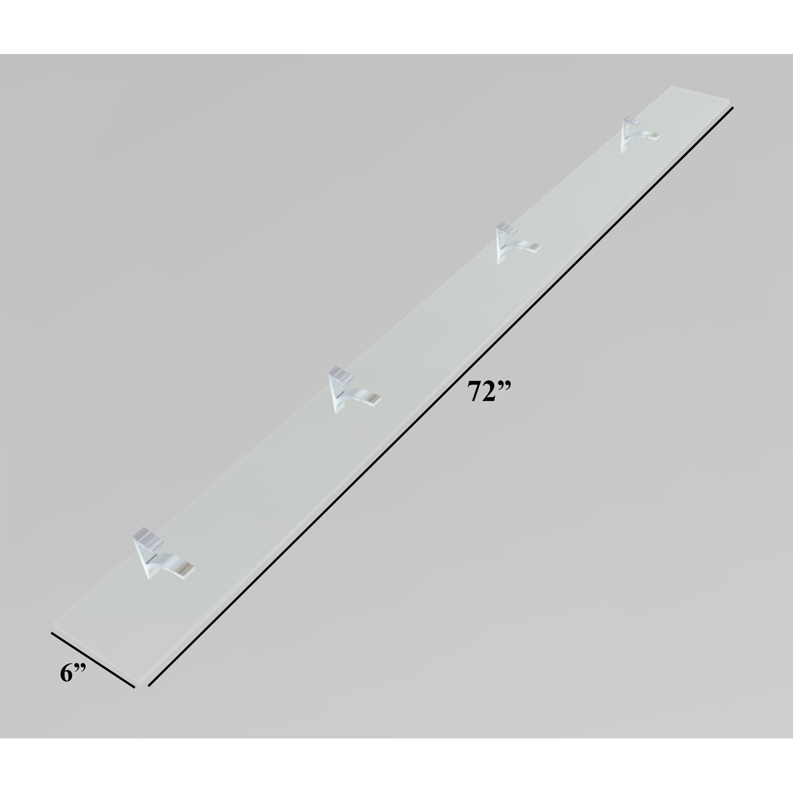 Earlham 72" Rectangular Glass Bracket Shelf, White