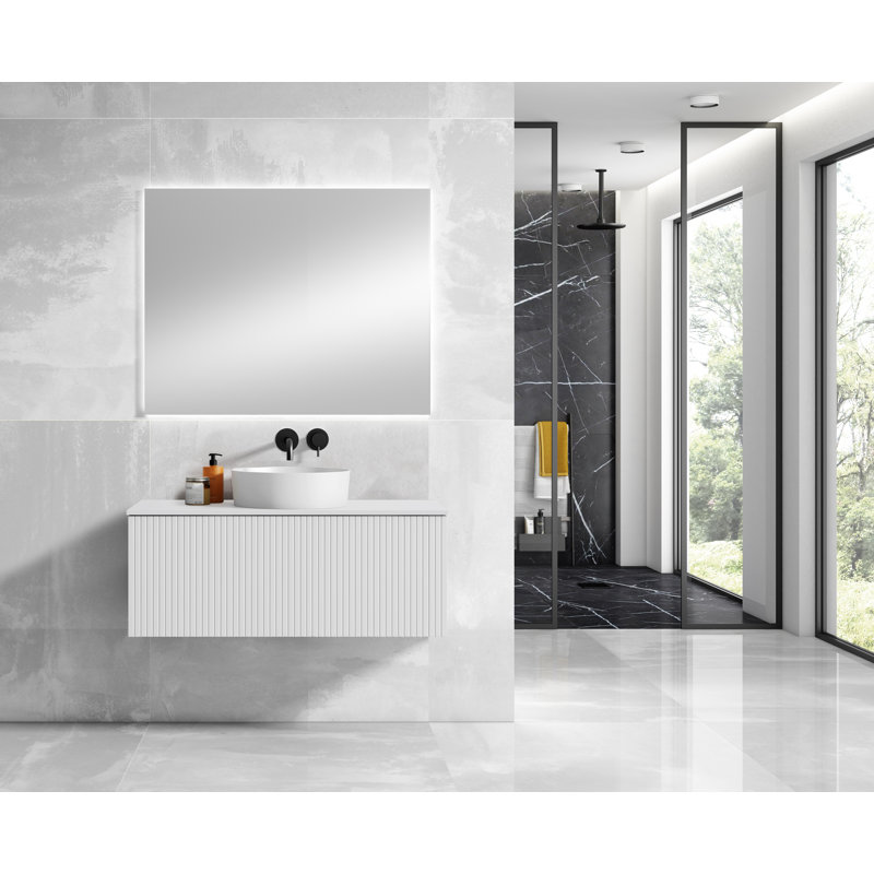 Aleemah 40'' Single Bathroom Vanity with Ceramic Top, White