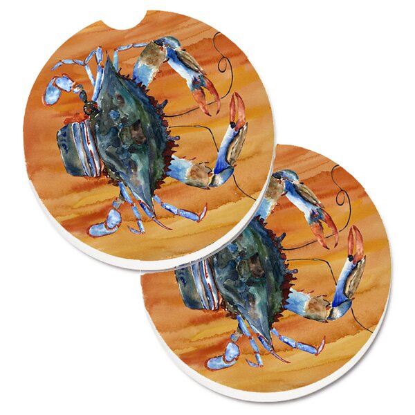 Highland Dunes Ceramic Round 2 Piece Car Coaster Set | Wayfair