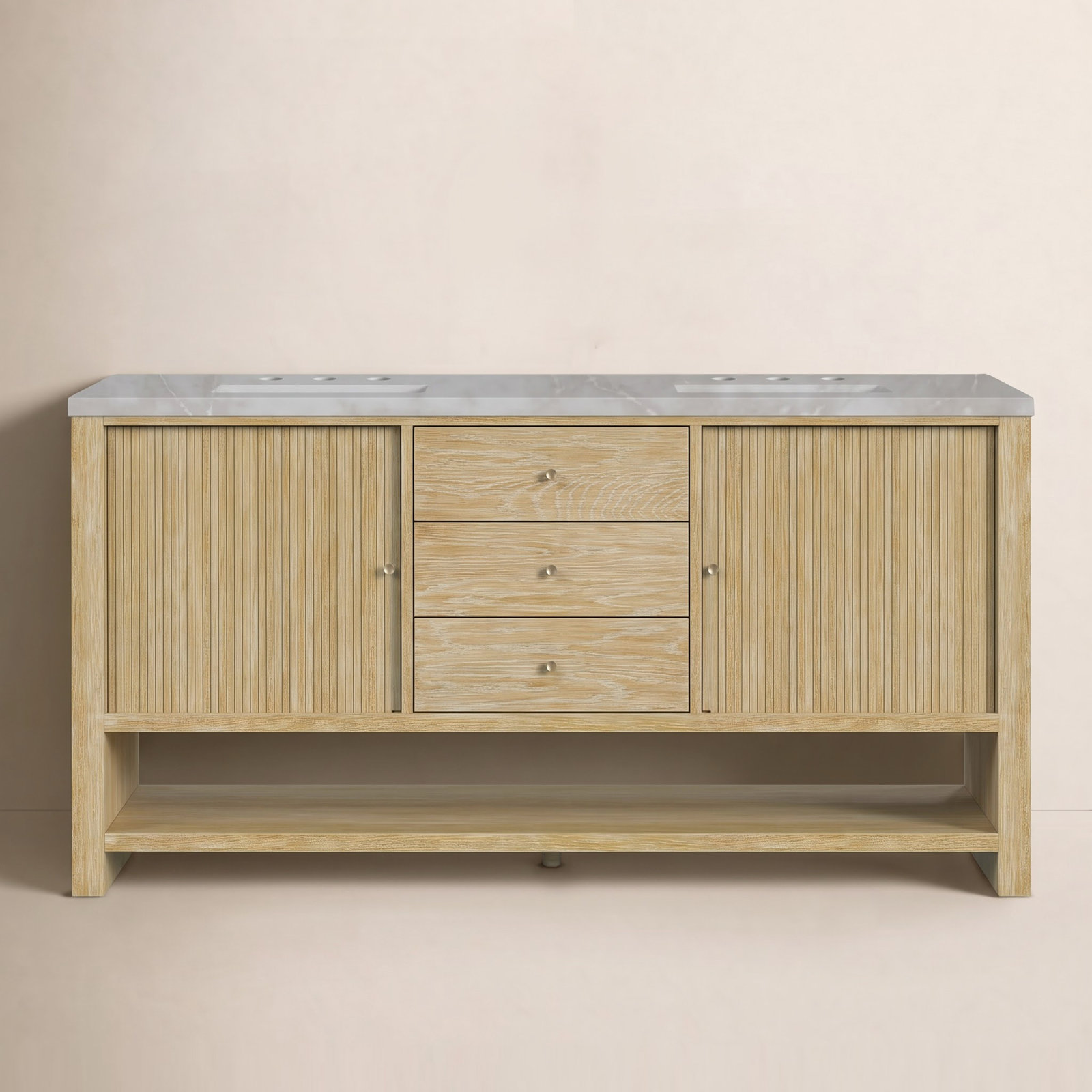 Marigot 72" Carrara Marble Double Bathroom Vanity, Victorian Silver, 8" Widespread