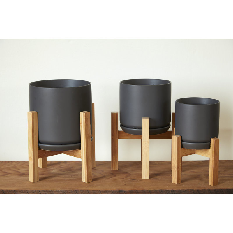 PLANTATOREM Mid Modern Small Stand 9" (Tan) - Handcrafted High-Fired Ceramic