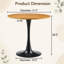 Round Mid Century Modern Dining Table with Durable Faux Wood Top and Sturdy Metal Pedestal Base