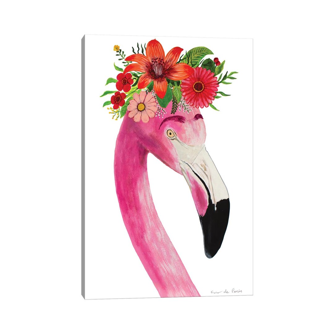 Leinwandbild Frida Kahlo Flamingo - Blue