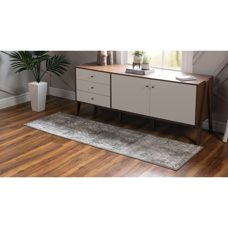 Brandt Floral Area Rug, Runner 3'3" x 19'8", Dark Gray