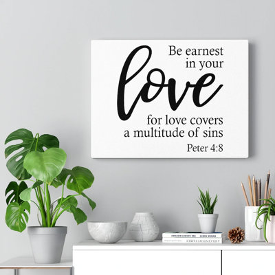 Love For Love Peter 4:8 - Wrapped Canvas Print