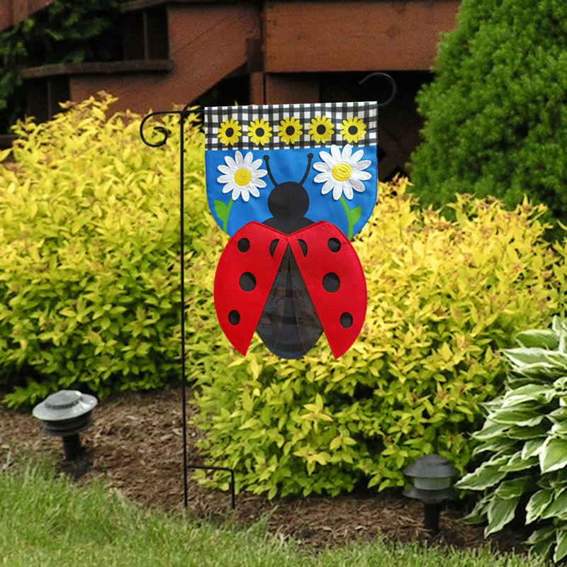 Sculpted Ladybug Burlap Garden Flag