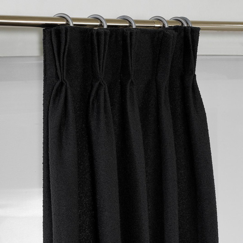 Extra Long & Extra Wide Polyester Decorative Curtain Pinch Pleat Single Panel, 52" W x 108" L, Black
