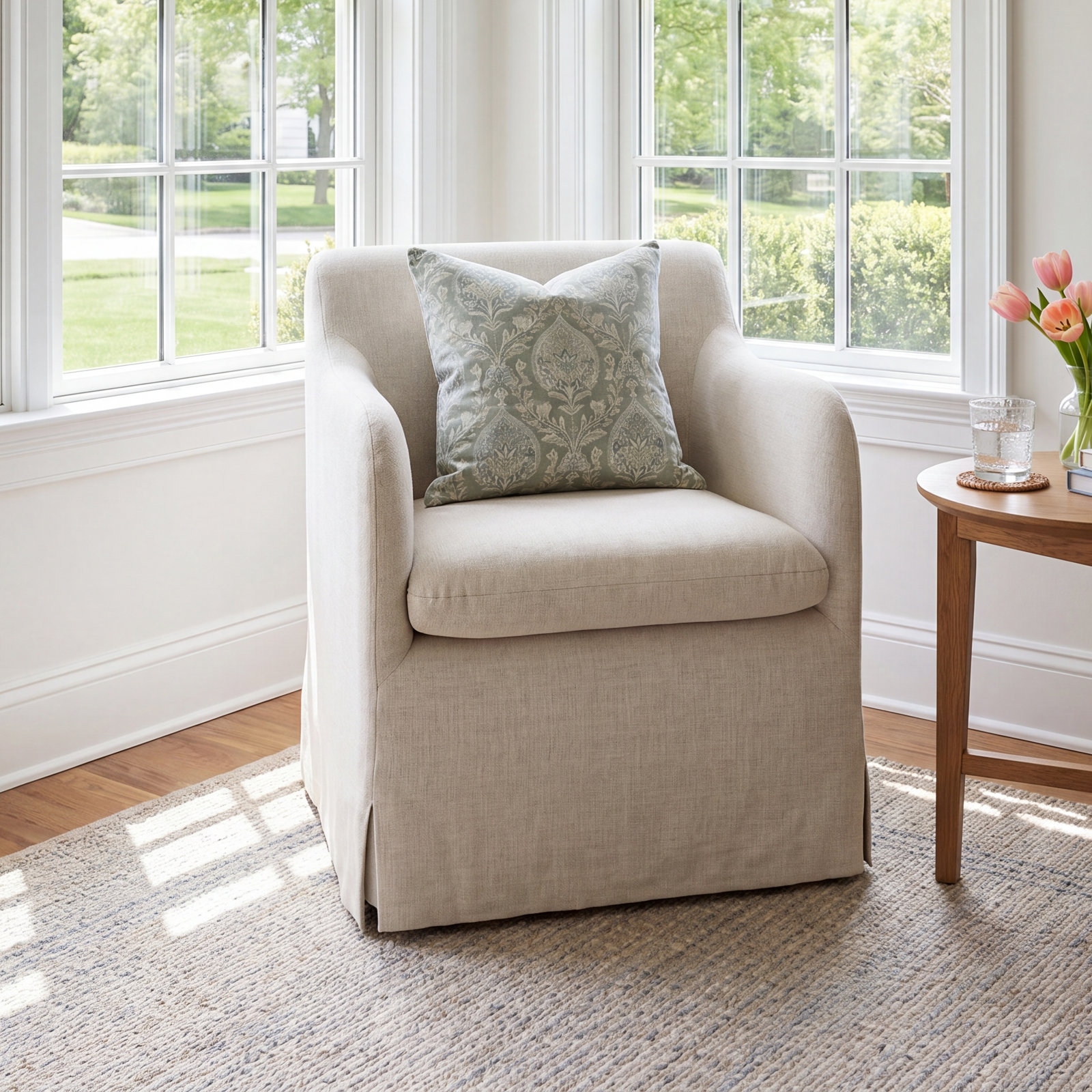 25" Slipcovered Armchair, Off-White