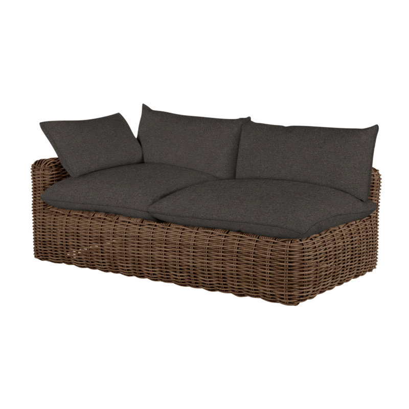 Causeuse Montecito tissée avec accoudoir à droite - Raphia, Welt, Raffia, Fossile de Vérone