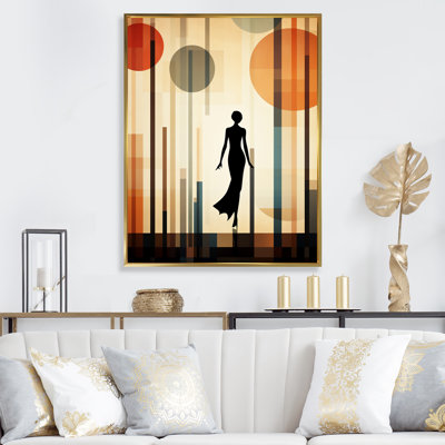 Yellow Geometric Woman Runway - Fashion Woman Canvas Art