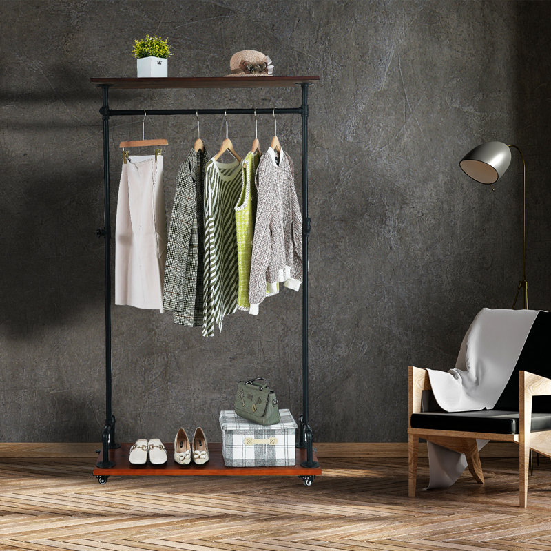 Haddou 39.4'' Rolling Industrial Pipe Clothing Rack