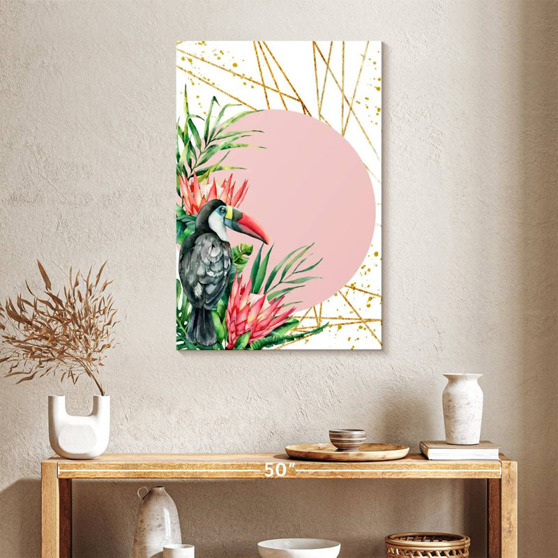 Toucan tropical à bec rouge, H 36 po x l 24 po