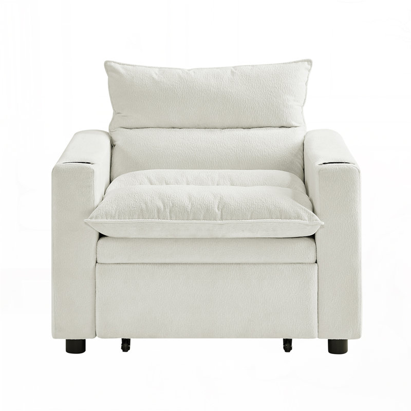Fauteuil convertible en velours, Beige