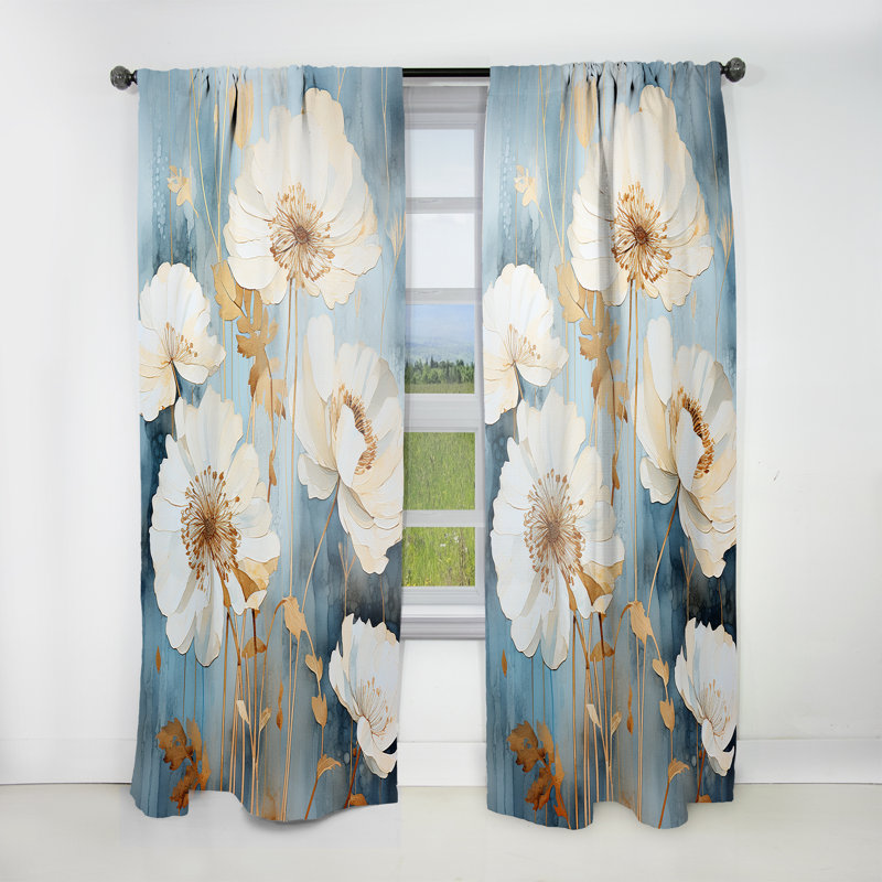 Eljah Vivid Ranunculus Hues I - Traditional Velvet Curtain - Room Darkening - 1 panel, 52" W x 63" L