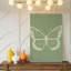 Illustration de papillon minimaliste sur toile blanche encadrée d'un art mural vert discret prêt à accrocher de qualité supérieure-1625177595
