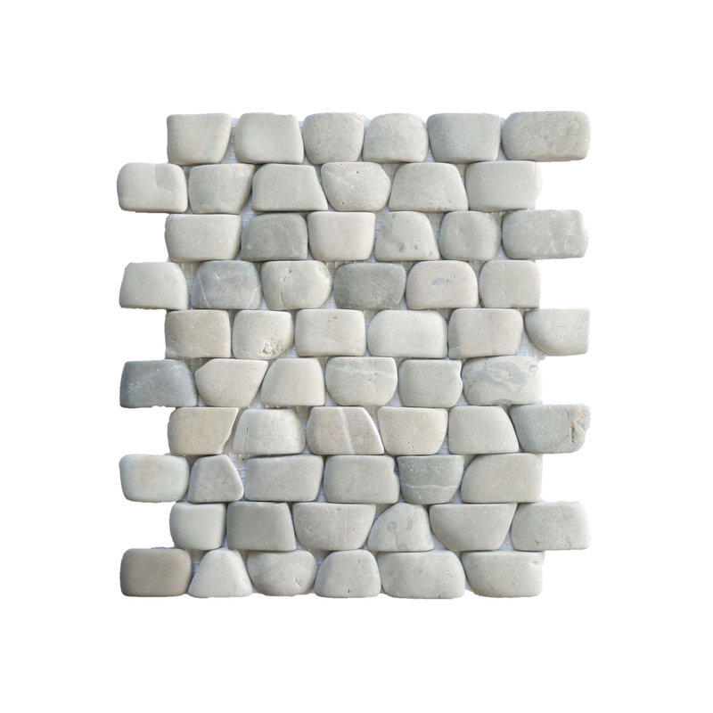 Florida 12" x 12" Natural Stone Linear Pebble Mosaic Wall Tile, Strip Gray