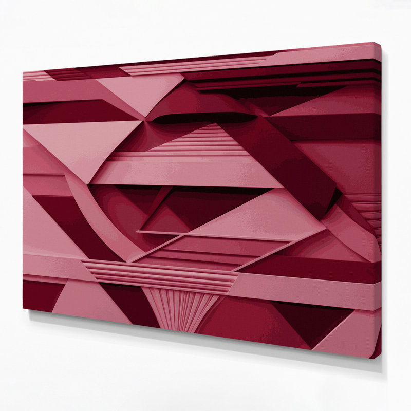 «Geometric Abstraction», art mural sur toile rose, H 11 po x l 14 po