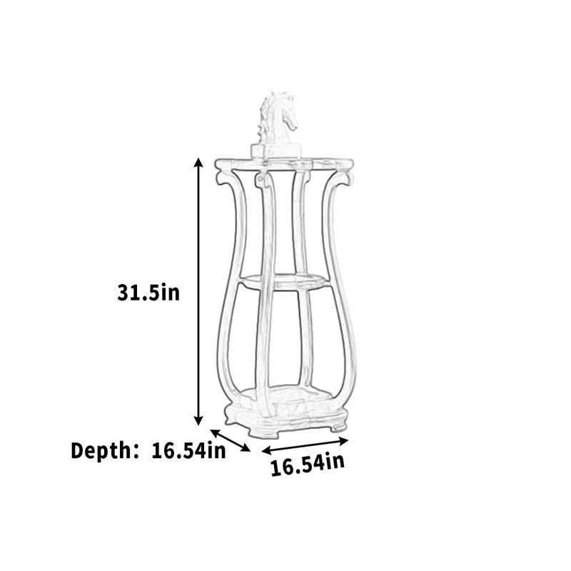 Pot de rangement chinois en bois massif, H 31,5 po x l 16,54 po x P 16,54 po