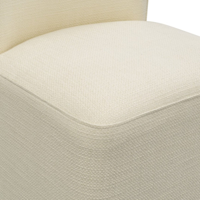 Chaise de salle à manger mobile moderne, rembourrée de crème, conception compacte pour la maison et la cuisine