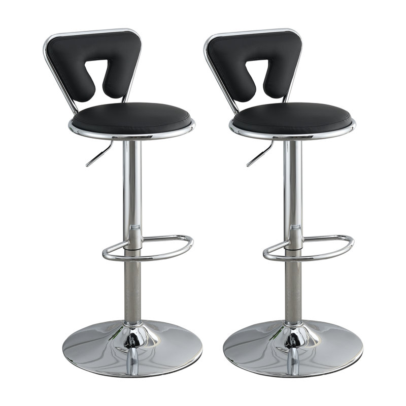 Uriana Swivel Upholstered Adjustable Height Counter Stool with Metal Frame, Black