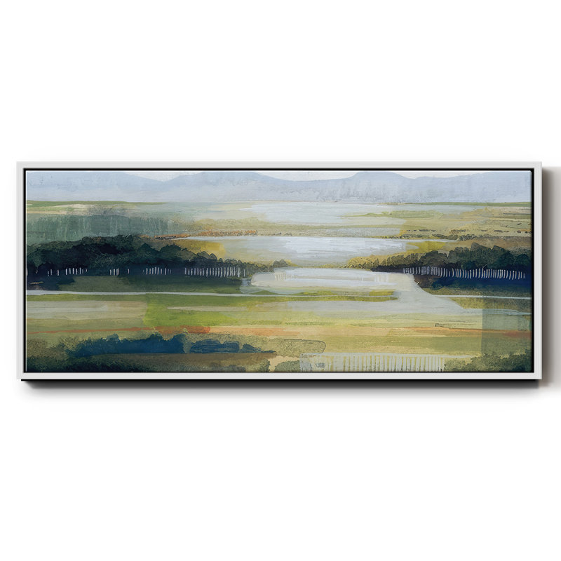Lime Strata II- Framed Canvas, 8" H x 20" W